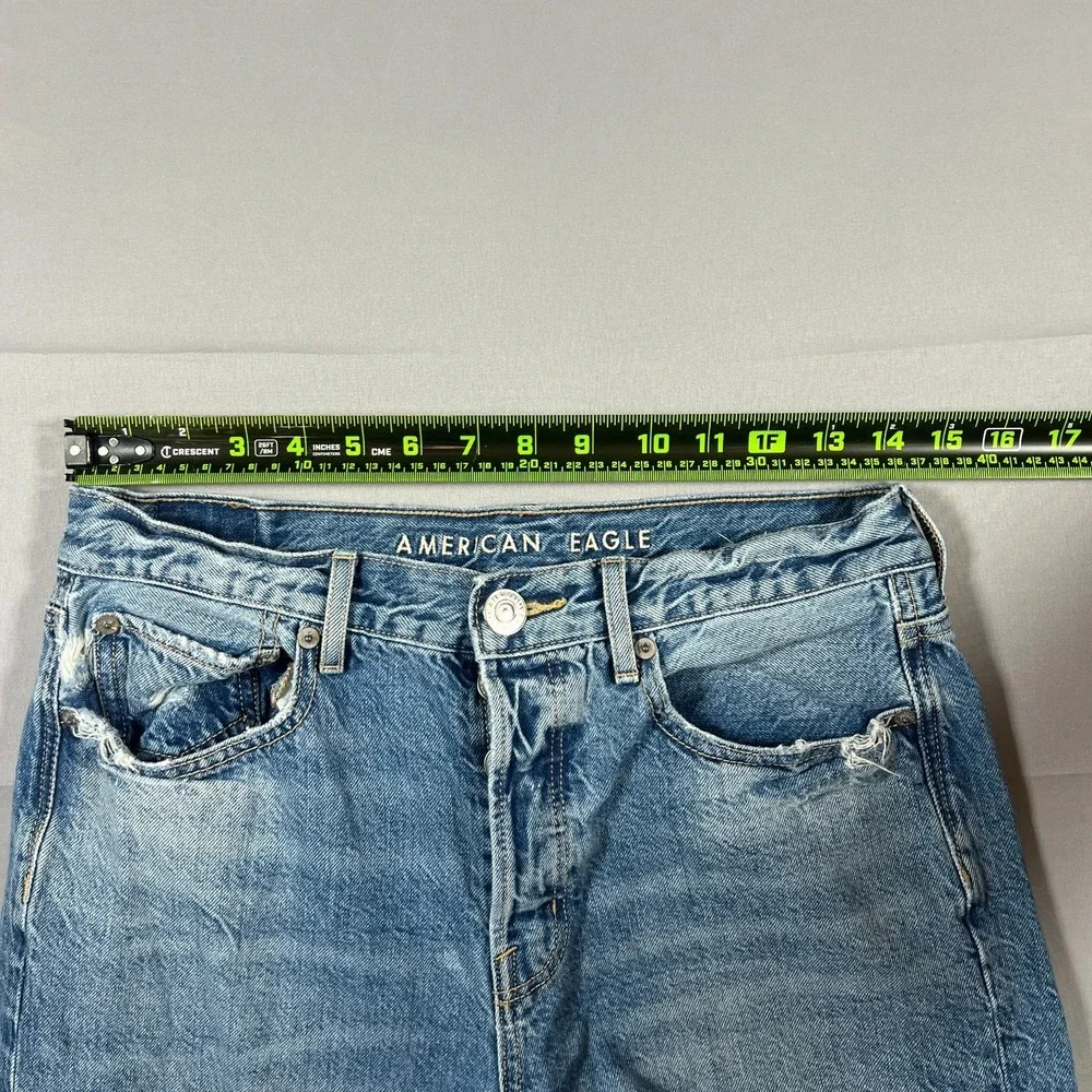 American Eagle Outfitters 90s Boyfriend Jeans Womens 4‎ Blue Cotton Distressed